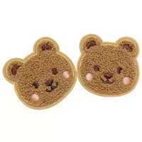 Patch brodé thermocollant en chenille motif visage d'ours pour décoration de chapeau avec plastique PU couleur personnalisée