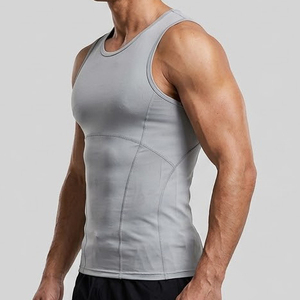Customized Breathable Knitted Compression Tank <b>Top</b> Embroidery for Men's Sportswear Running Base <b>Layer</b> Vest Bodybuilding Workout - Product Image 6