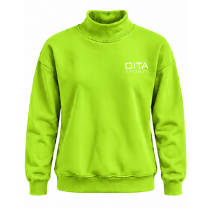 Lime Green <b>Women</b> Mock Neck Sweatshirt <b>Long</b> Sleeve Oversized Pullover Fleece High Collar Casual Winter Streetwear Fashion <b>Jumper</b> - Product Image 1
