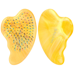 Brosse de massage du cuir chevelu en plastique à double bristle TONG FONG Gem Tips 18264RSC6 avec logo personnalisé et finition marbrée pour le soin du cuir chevelu - Product Image 2