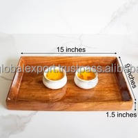 Plateau de service en bois d'acacia et de mangue naturel écologique, poli, vintage, rectangulaire, pour table, cuisine, restaurant, personnalisable OEM - Product Image 4