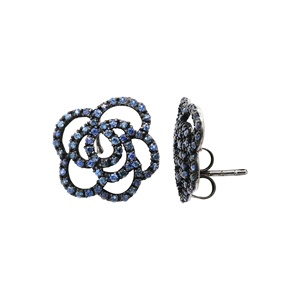 Wholesale Handmade 925 Solid Sterling <b>Silver</b> <b>Stud</b> <b>Earrings</b> Blue Sapphire Gemstone Gold Plating Floral Parties Anniversaries - Product Image 2