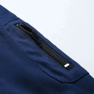Chándal con Capucha Azul Marino para Hombre, Color Sólido, Cierre Completo, Ropa Casual de Otoño, 100% Poliéster, Peso Medio, Corte Regular, Bolsillos Laterales - Product Image 5