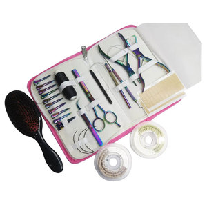 Kit professionnel tout-en-un en acier inoxydable pour extensions capillaires avec pinces à extensions, outil à boucles, ciseaux et outil de tirage - Product Image 3