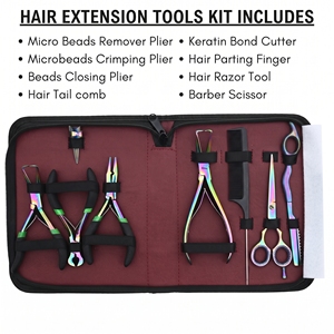Kit Profesional de Herramientas para Extensiones de Cabello con Micro Anillos, Alicates para Remover Anillos, Cortador de Queratina, Tijeras de Peluquería - Product Image 2