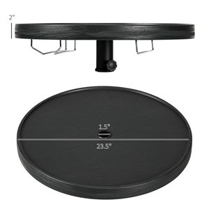 Tavolino da spiaggia nero da 23,5 pollici con portabicchieri e portasciugamani pieghevole - Product Image 3