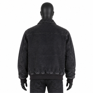Custom Logo Acid Wash <b>Vintage</b> Men's Streetwear <b>Coach</b> Jacket Casual Cotton Canvas Windbreaker Workwear Oversized Snap Button Coat - Product Image 2