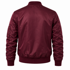 Blouson Bomber Homme Bleu Marine Couleur Unie Fermeture Boutons Cachés Manches Contrastantes Vêtement d'extérieur Décontracté Hiver Tricoté Polyester - Product Image 2