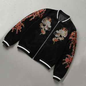 Custom Colors Winter Stand Front Long Lasting Fabric Embroidered Sukajan Jacket Eco-Friendly Breathable Comfortable Fit - Product Image 5