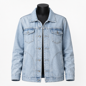 Chaqueta de Mezclilla Azul Claro Lavada Personalizada para Hombre, Chaqueta Vaquera Clásica Estilo Trucker, Ropa Casual Urbana, Fabricante OEM ODM - Product Image 1