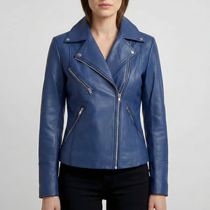 Veste en cuir d'agneau véritable pour femmes, style bomber court, mode, vente en gros - Product Image 1