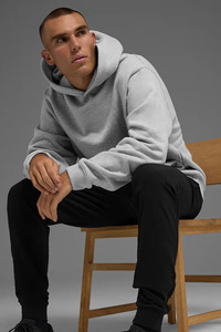 Pull-over oversize vierge en coton épais, style streetwear, basique, personnalisable, pour impression et broderie, fabricant de sweats à capuche - Product Image 4