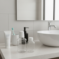 Bouteille de bain de bouche en plastique de haute qualité, antidérapante, au design ergonomique, réutilisable, emballage de voyage jetable pour salle de bain d'hôtel