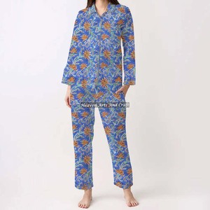 Conjunto de Pijamas de Algodón 100% para Mujer, Ropa de Dormir Suave para el Hogar, Conjunto de Pijamas de Primavera/Verano con Estampado Floral/Personajes/Letras/Estampado/Vacaciones/Árbol PJ050 - Product Image 6