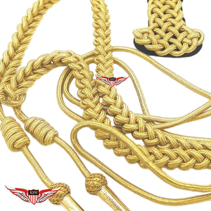 Golden <b>Braided</b> Parade Aiguillette Gold Aiguillette with Shoulder Board Gold Mylar - Product Image 5