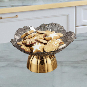 Luxury Metal Silver Fruit <b>Bowl</b> With A <b>Gold</b> Pedestal Base, Elegant Textured Centerpiece For Modern Hotel And Home Tabletop <b>Decor</b> - Product Image 5
