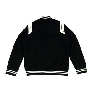 Chaqueta Varsity Negra para Hombre con Mangas de Cuero y Logotipo Blanco en la Parte Delantera, Ropa Casual de Otoño - Product Image 4