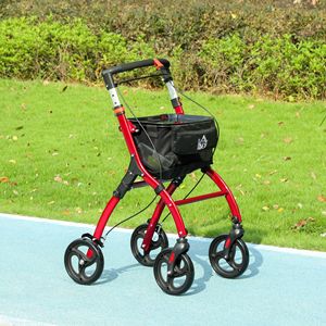 Andador con Ruedas y Altura Ajustable para Personas Mayores, con Doble Freno, Bandeja de Almacenamiento y Disponible en Rojo - Product Image 2