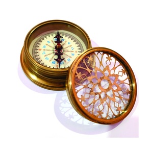 Imperial Brass Store Vintage Brass Nautical <b>Compass</b> Maritime Collectible Navigation Gift with Premium Leather Case - Product Image 1