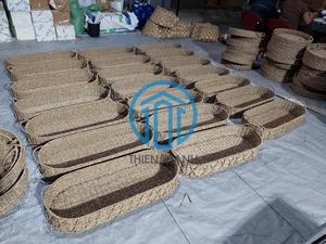 Natural Round <b>Rattan</b> Tray With Leather Handle Beautiful Serving Tray For <b>Dining</b> <b>Table</b>, Kitchen Use And Display - Product Image 4