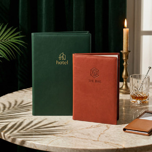 Libro de Menú de Restaurante de Cuero PU Impermeable con Tapa Dura, Estampado en Relieve Personalizado, Duradero y Reutilizable, Logotipo Personalizado para Bares - Product Image 6
