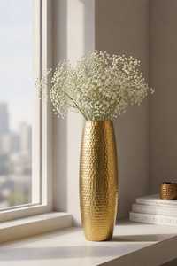 <b>Red</b> Metal Tabletop <b>Vase</b> with Floral Design Handmade for Chinese New Year Decor - Product Image 4
