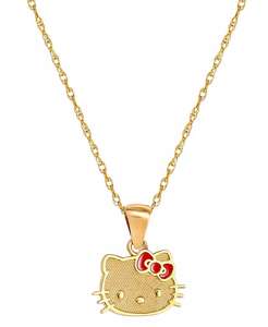 Collar con colgante de Hello Kitty con lazo esmaltado de 18 "en oro de 10k | Macy's - Product Image 1