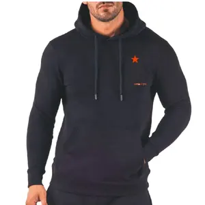 Sweat à capuche 65% coton pour hommes, sweat-shirt de sport ajusté, personnalisé, 35% polyester