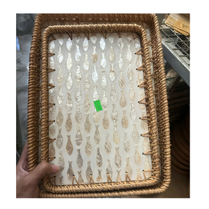 ถาดหวายสานคุณภาพพรีเมียม ประดับมุก สำหรับเสิร์ฟและจัดแสดง - Product Image 1