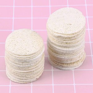 Éponge exfoliante en forme ronde pour le visage et le corps, en loofah naturel, tampon nettoyant exfoliant en luffa, tampons faciaux en loofah - Product Image 1