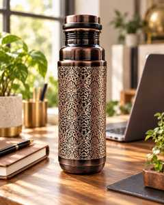 Juego de Botellas de Agua de Cobre Hechas a Mano, Modernas y de Lujo, Aptas para Lavavajillas y Microondas, Aisladas al Vacío, Inteligentes, a Prueba de Fugas, Personalizables, para Regalo - Product Image 1
