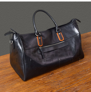 Sac de voyage week-end pour homme en cuir véritable noir de qualité supérieure, grande capacité, imperméable, durable et souple - Product Image 4