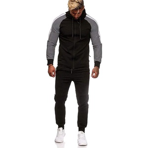 Latest Design Men's Raglan Sleeve Stylish Zip <b>Up</b> Hoodie With Track Pants Tracksuits Set - Product Image 1