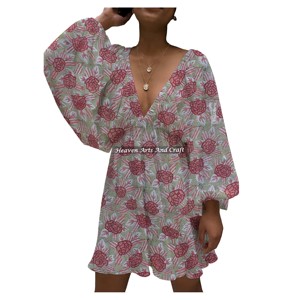 Vestido Halter Sexy de Algodón con Cuello en V Profundo y Manga Linterna para Mujer, Ajustado, Estilo Club, Ropa Casual para Chicas y Mujeres - Product Image 3
