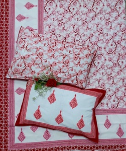 <b>Floral</b> motif block printed handmade cotton <b>bed</b> <b>sheets</b> with artisan charm OEM wholesale private label global supply. - Product Image 5