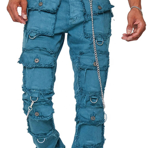 PORBIANS ENTERPRISES Pantalones de Lona Personalizados con Múltiples Bolsillos, 100% Algodón, Transpirables, Lavado Desgastado, Invierno para Hombre 2024, Corte Ajustado - Product Image 2
