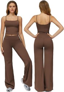 Ensemble de yoga 2 pièces en gros : Leggings évasés taille haute et brassière de sport, tenues d'entraînement et vêtements de gym pour femmes, logo personnalisé - Product Image 5