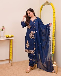 Product Details <b>Kurta</b> Fabric Roman <b>Silk</b> Cotton Full Inner Pant Fabric Roman <b>Silk</b> Dupatta Fabric Roman <b>Silk</b> Work Embroidered - Product Image 6