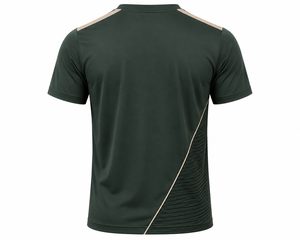 เสื้อยืดแขนสั้นคอกลมผู้ชาย ทรงสปอร์ต แห้งเร็ว ผ้าถักสีตัดต่อ สีเขียวเข้ม/เบจ โพลีเอสเตอร์/คอตตอน 210 กรัม - Product Image 5