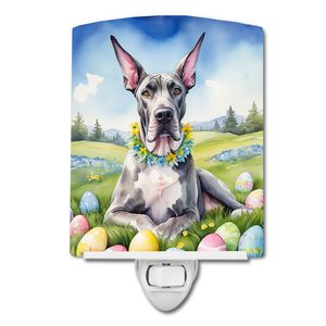 Great Dane Chasse aux œufs de Pâques Veilleuse en céramique certifiée UL 6x4x3 multicolore pour chambre à coucher salle de bain pépinière couloir cuisine - Product Image 1