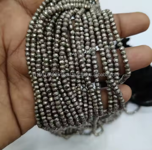 100% perles de pierres précieuses rondes à facettes en pyrite naturelle au mieux pour la fabrication de bijoux du fabricant fait à la main faisant des bijoux - Product Image 6