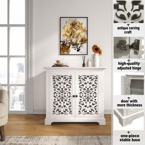 Mobiletto Vintage Antico con 2 Ante Intagliate, Credenza per Cucina, Sala da Pranzo, Soggiorno, Buffet e Consolle - Product Image 5