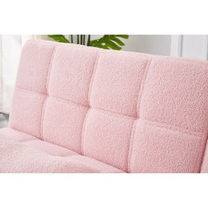 Divano Letto Rosa in Tessuto Teddy da 71 Pollici con Gambe in Metallo Dorato Convertibili e Funzione Futon - Product Image 6