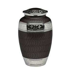 Urnes funéraires et urnes à cendres noires, grandes, courbées, gravées à motif floral, nickelées, pour adultes, fournitures funéraires, artisanat métallique commémoratif - Product Image 1