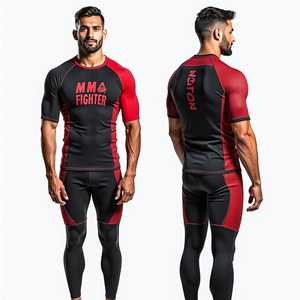 Maillot de compression personnalisé pour MMA, manches longues ou courtes, pour BJJ, Jiu Jitsu, grappling, entraînement, vêtements de combat, impression personnalisée - Product Image 1