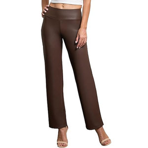 Pantalones de cuero para mujer, de cintura alta y diseño estructurado, para un estilo urbano atrevido y un look elegante para la noche. - Product Image 1