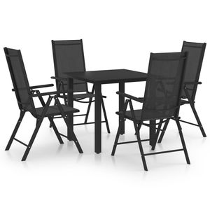 Set da pranzo in alluminio da 5 pezzi in nero per l'intrattenimento all'aperto - Product Image 1