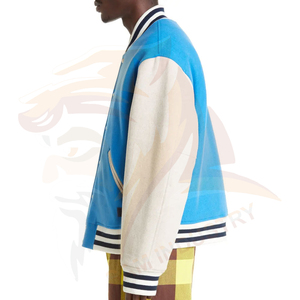 Top Sale Men's Winter Varsity Jackets New Arrival Waterproof Customized Size Button up Closure <b>Stand</b> Collar Front Logo - Product Image 4