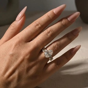 Trendy 925 <b>Sterling</b> <b>Silver</b> Gold Plated Moissanite Diamond Wedding <b>Ring</b> <b>Set</b> 4.5Ct Oval Cut Engagement <b>Ring</b> Marquise Cut Full Band - Product Image 3