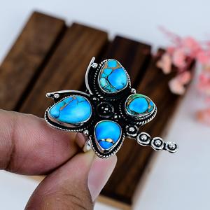 Anillo de Turquesa Azul Hielo en Plata de Ley, Anillo de Diseño Inspirado en la Naturaleza, Joyería Artesanal con Piedras Preciosas, Regalo de Cumpleaños para Ella - Product Image 5